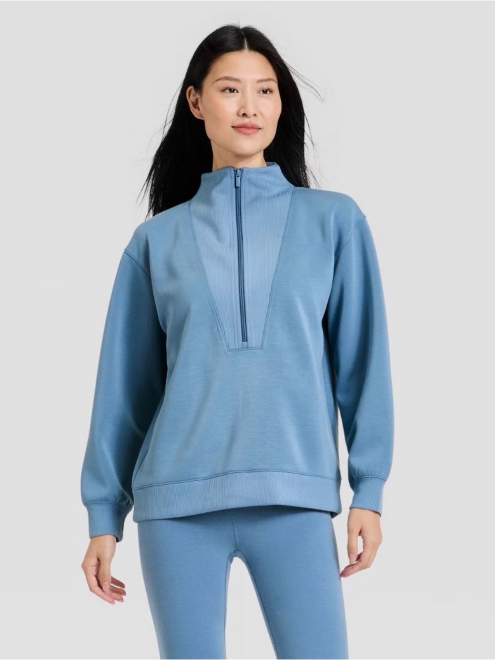 Women's Airy Sleek Mock Turtleneck Deep Zip Pullover Sweatshirt - All In Motion